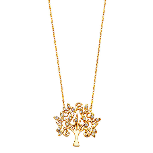 14KT REAL GOLD LIFE TREE NECKLACE FOR WOMEN