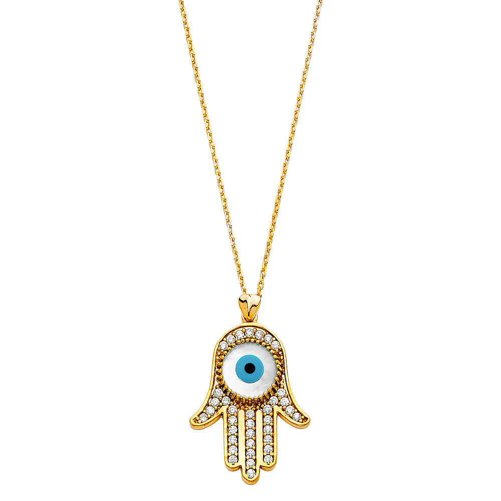 14KT REAL GOLD HAMSA NECKLACE FOR WOMEN