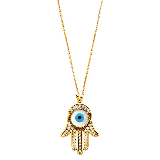 14KT REAL GOLD HAMSA NECKLACE FOR WOMEN