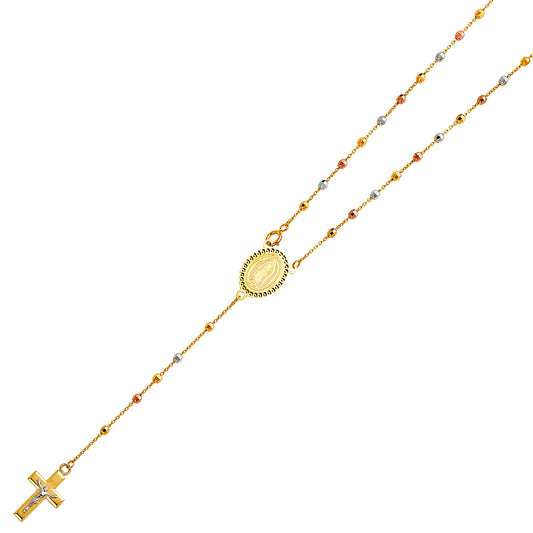 14KT REAL GOLD ROSARY NECKLACE