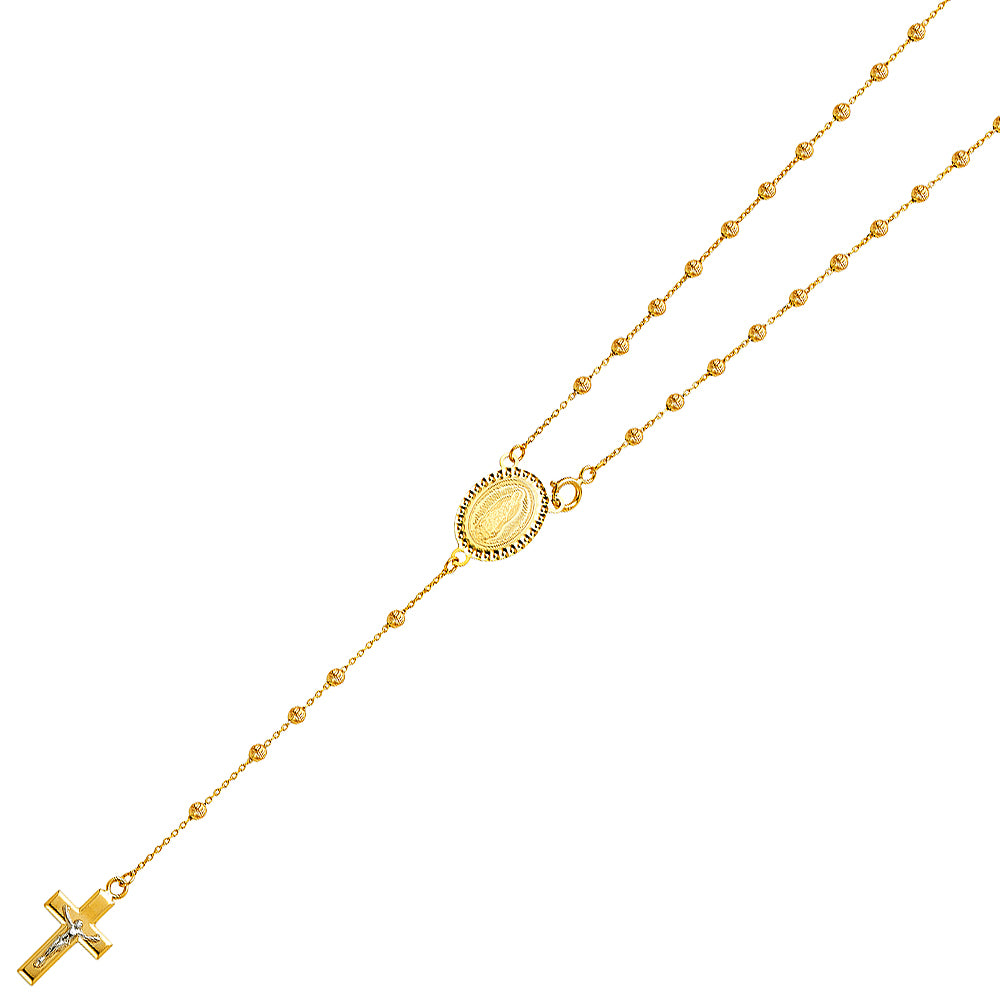 14KT REAL GOLD ROSARY NECKLACE UNISEX
