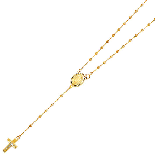 14KT REAL GOLD ROSARY NECKLACE UNISEX