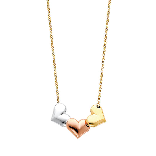 14KT REAL GOLD TRIO COLOR NECKLACE