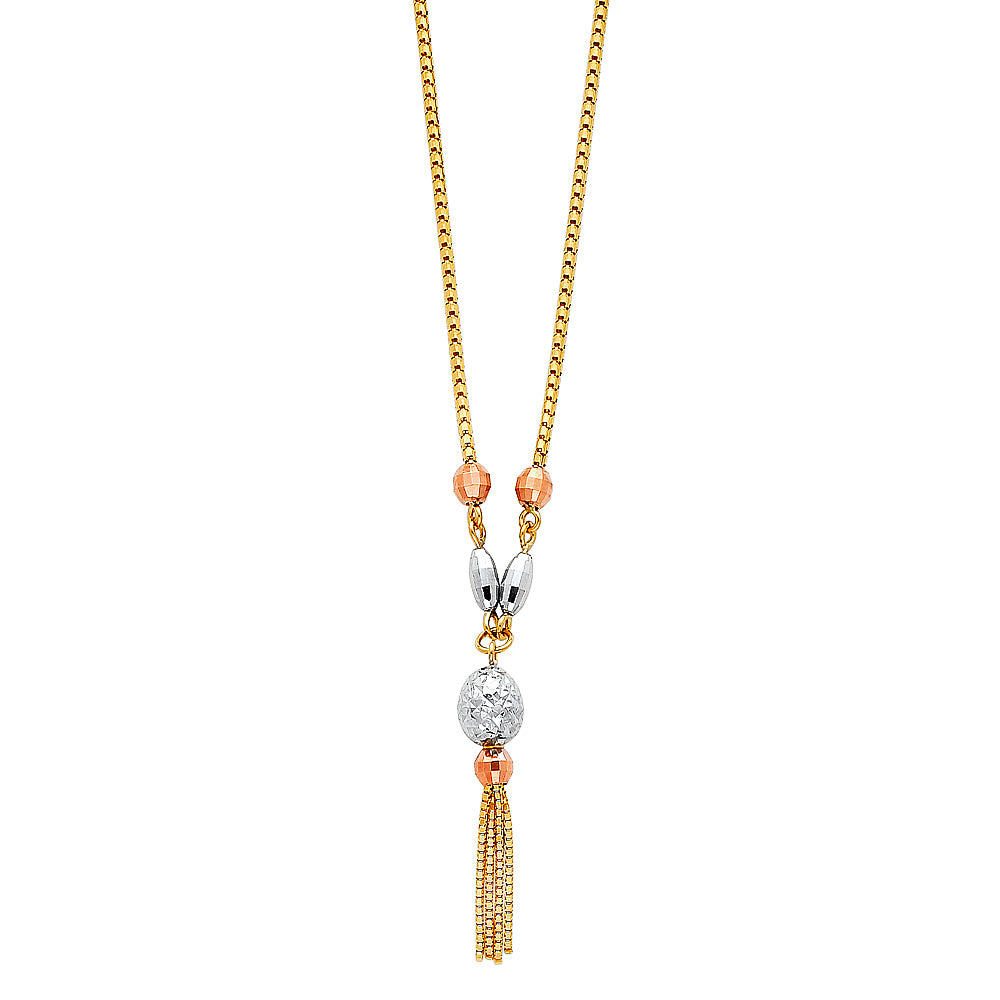 14KT REAL GOLD TRIO COLOR NECKLACE FOR WOMEN