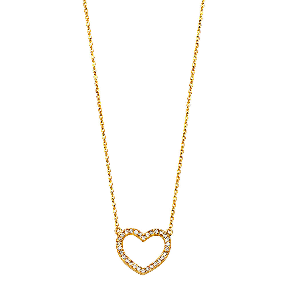 14KT REAL GOLD HEART NECKLACE FOR WOMEN