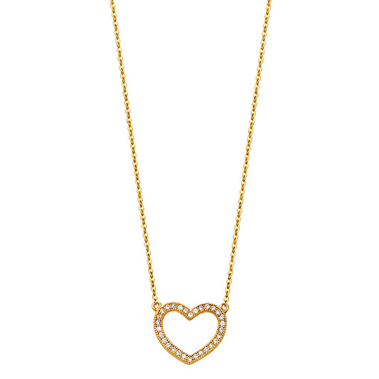 14KT REAL GOLD HEART NECKLACE FOR WOMEN
