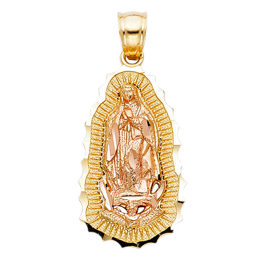 14KT REAL GOLD TWO-TONE VIRGIN MARY PENDANT