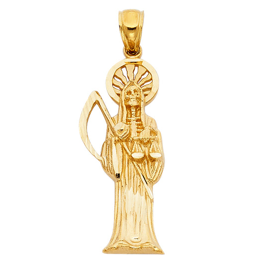 14KT REAL GOLD SANTA MUERTE PENDANT