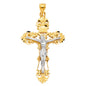 14kt Real Gold Crucifix with White and Yellow Gold