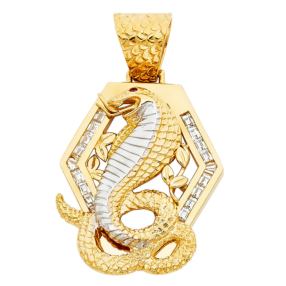 14KT REAL GOLD TWO-TONE COBRA PENDANT