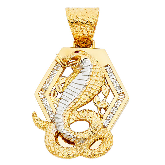 14KT REAL GOLD TWO-TONE COBRA PENDANT
