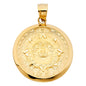 14kt Real Gold Aztec Mayan Sun Calendar Pendant