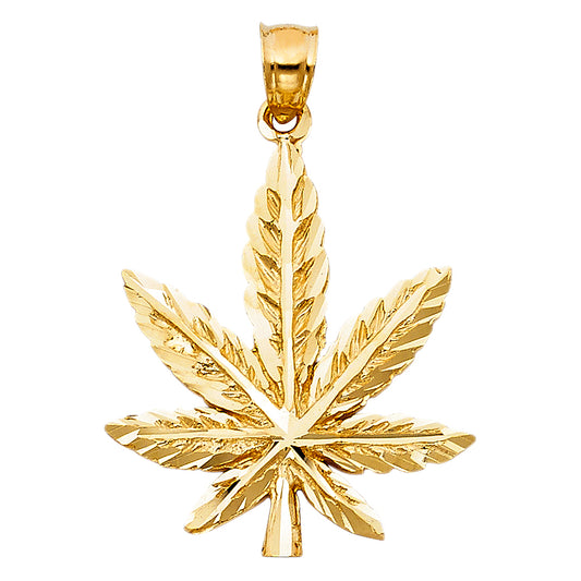 14kt Real Gold Marijuana Leaf