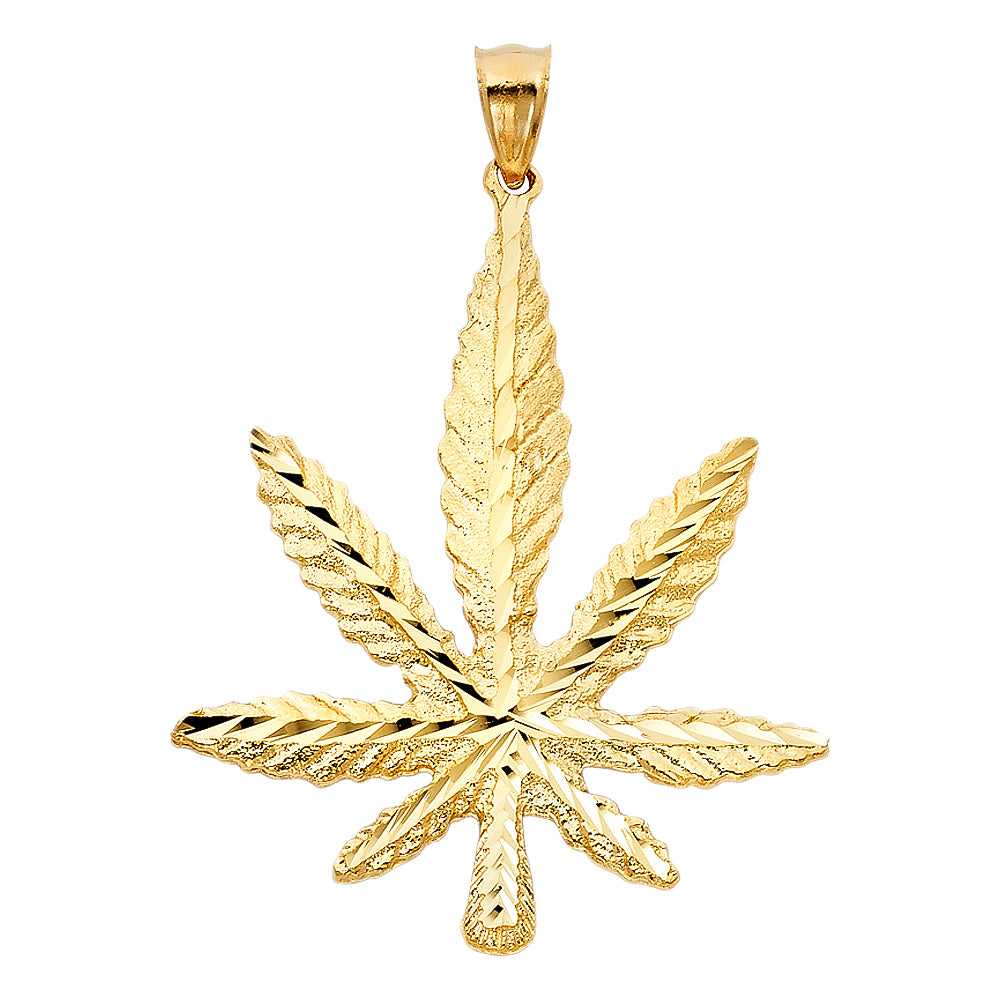 14kt Real Gold Weed Leaf Pendant