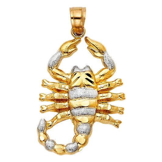 14KT REAL GOLD TWO-TONE SCORPION PENDANT