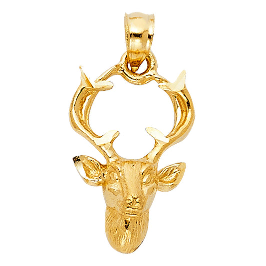 14KT REAL GOLD BUCK DEER HEAD PENDANT