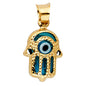 14KT REAL GOLD EVIL EYE HAMSA PENDANT