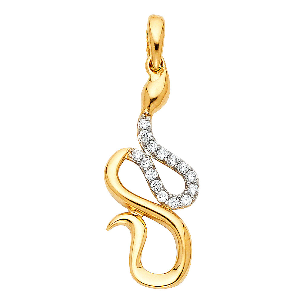 14KT REAL GOLD SNAKE PENDANT FOR WOMEN