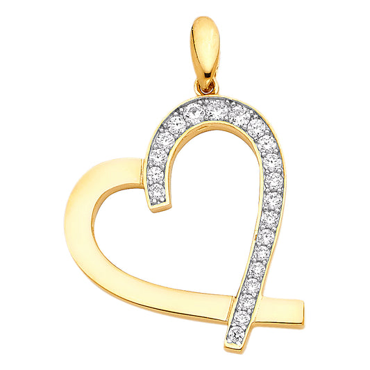 14KT REAL GOLD TWO-TONE HEART PENDANT