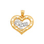 14KT REAL GOLD HEART PENDANT "MOM"