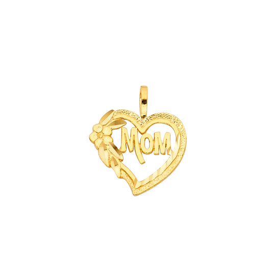 14KT REAL GOLD MOM HEART PENDANT
