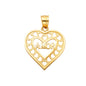 14KT REAL GOLD HEART "AMOR" PENDANT FOR WOMEN