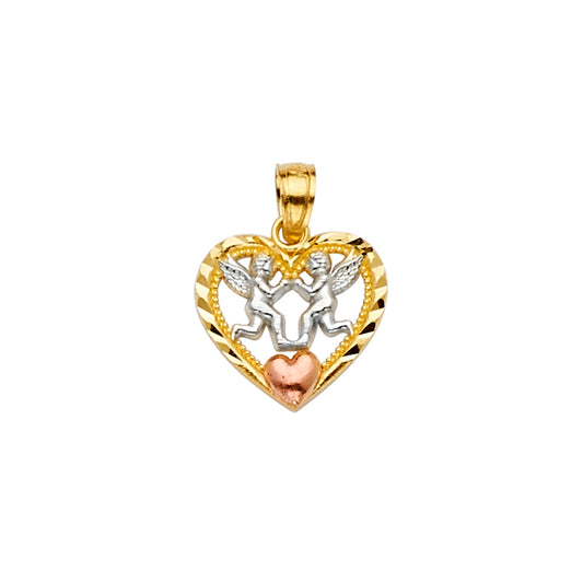 14kt Real Gold Angel Heart Pendant