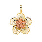 14KT REAL GOLD TRICOLOR FILIGREE FLOWER PENDANT