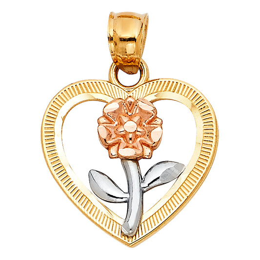 14KT REAL GOLD ROSE PENDANT FOR WOMEN