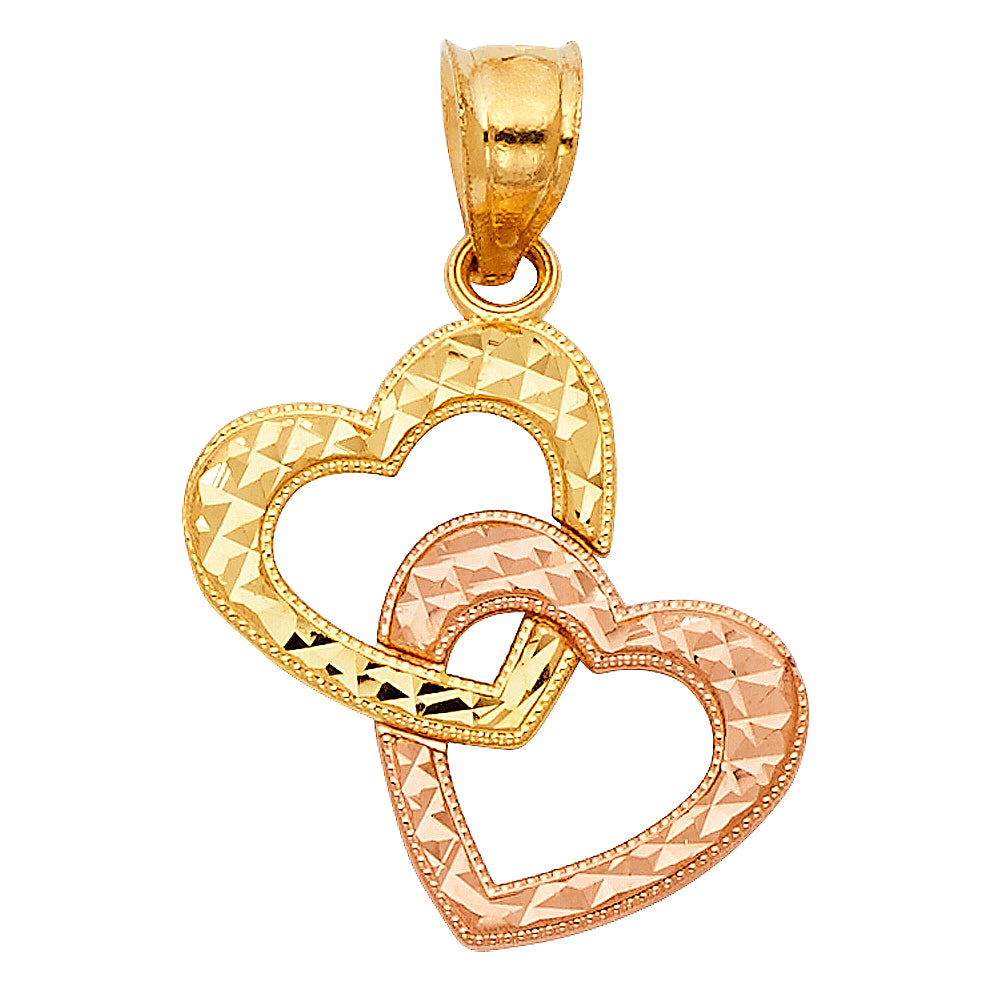 14KT REAL GOLD TWO TONE HEART PENDANT