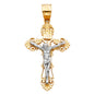 14kt Real Gold Crucifix with White and Yellow Gold