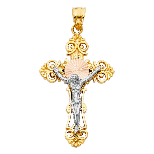 14kt Real Gold Tricolor Crucifix