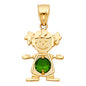 14KT REAL GOLD GIRL PENDANT WITH MAY BIRTH STONE