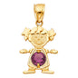 14KT REAL GOLD GIRL PENDANT WITH JUNE BIRTH STONE