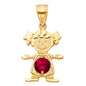 14KT REAL GOLD GIRL PENDANT WITH JULY BIRTH STONE