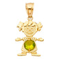 14KT REAL GOLD GIRL PENDANT WITH AUGUST BIRTH STONE