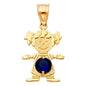 14KT REAL GOLD GIRL PENDANT WITH SEPTEMBER BIRTH STONE