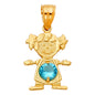 14KT REAL GOLD GIRL PENDANT WITH DECEMBER BIRTH STONE