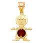 14KT REAL GOLD BOY PENDANT WITH JANUARY BIRTH STONE