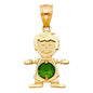 14KT REAL GOLD BOY PENDANT WITH MAY BIRTH STONE