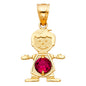 14KT REAL GOLD BOY PENDANT WITH JULY BIRTH STONE