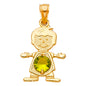 14KT REAL GOLD BOY PENDANT WITH AUGUST BIRTH STONE