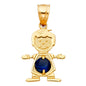 14KT REAL GOLD BOY PENDANT WITH SEPTEMBER BIRTH STONE