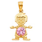 14KT REAL GOLD BOY PENDANT WITH OCTOBER BIRTH STONE