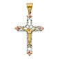 14KT Real Gold Tricolor Crucifix Pendant