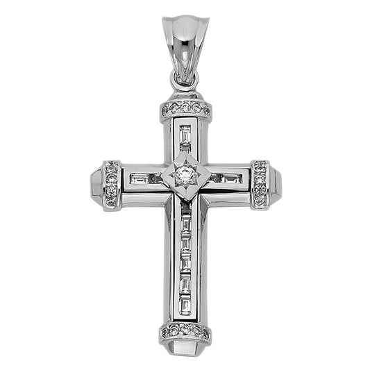 14KT Real White Gold Cross