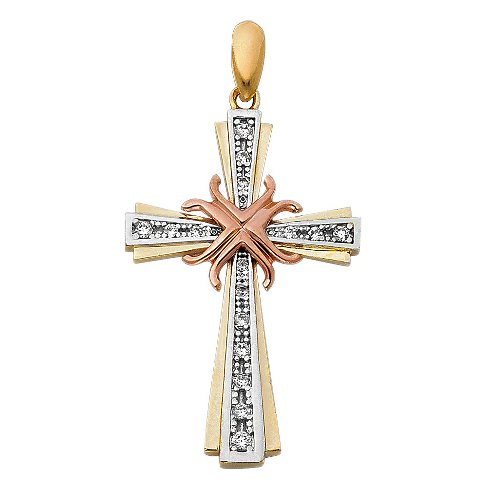 14kt Real Gold Tricolor Cross