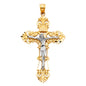 14kt Real Gold Crucifix with White and Yellow Gold