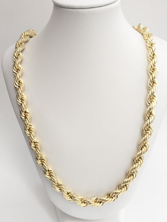 10kt Real Gold Rope Chain 9mm