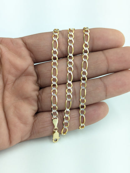 14kt Real Solid Gold Figaro Diamond Cut Chain 4.6mm